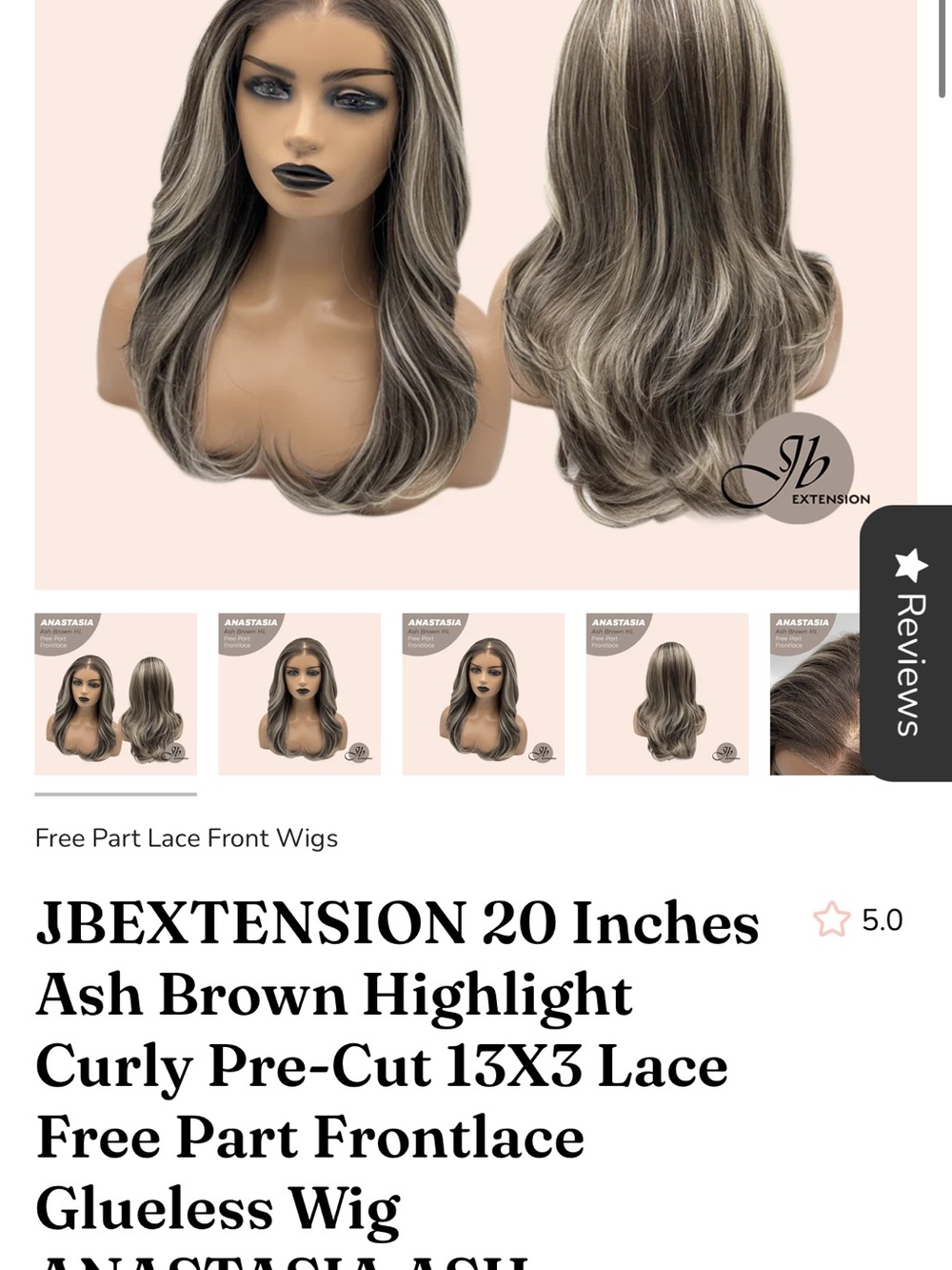 20" Ash Brown Highlight Lace Front Wig - Soft Waves
